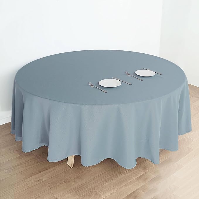 Efavormart Round Tablecloth, 108 Inch Stain & Wrinkle Resistant Washable Table Cloth, Decorative Polyester Fabric Table Cover for Banquet, Wedding, Dining- Dusty Blue