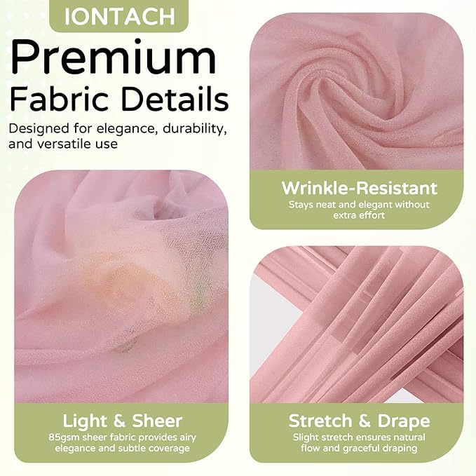 Wedding Arch Draping Fabric 29" x 19Ft Sheer Drapes for Backdrop Wedding Ceremony Reception Ceiling Decor Curtain Baby Bridal Shower Decoration (Dusty Rose, 1 Panel)