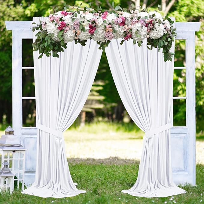 Sugargirl 10x10FT White Backdrop Curtains Polyester Photo Backdrop Drapes Curtains 2 Panels with Rod Pockets for Party Birthday Wedding Photography Home Decoration