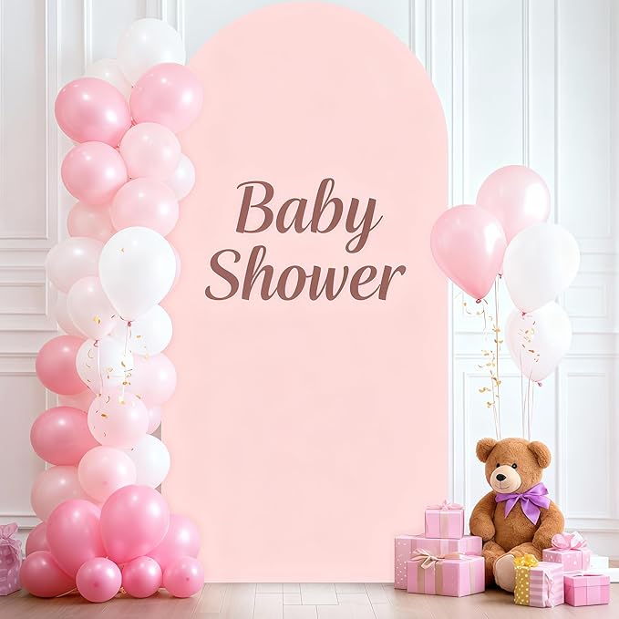 6.6FT Dusty Rose Arch Cover - Polyester Fitted Wedding Arch Stand Covers Round Top Chiara Arch Backdrop Cover for Birthday Party Banquet Photo Background Decoration