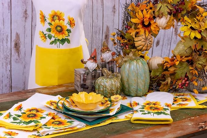 IHR Ideal Home Range Cocktail Napkins Disposable 3-Ply Paper Party Napkin Pack, 5" x 5", Colourful Sunflowers, 20-Count