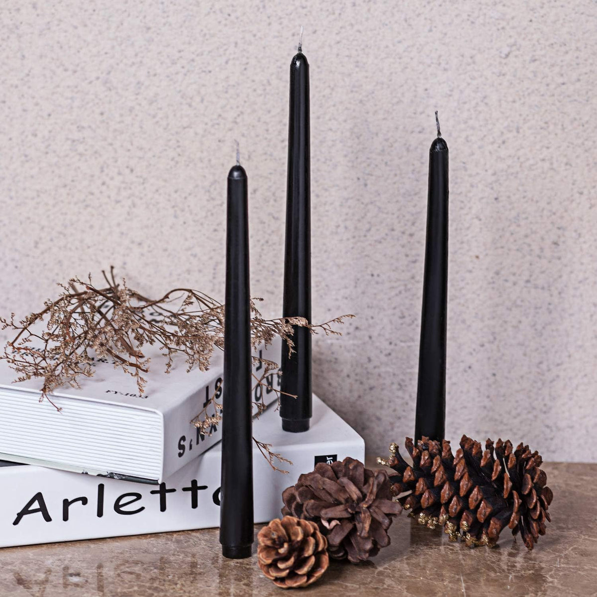 50 Pack Black Taper Candles