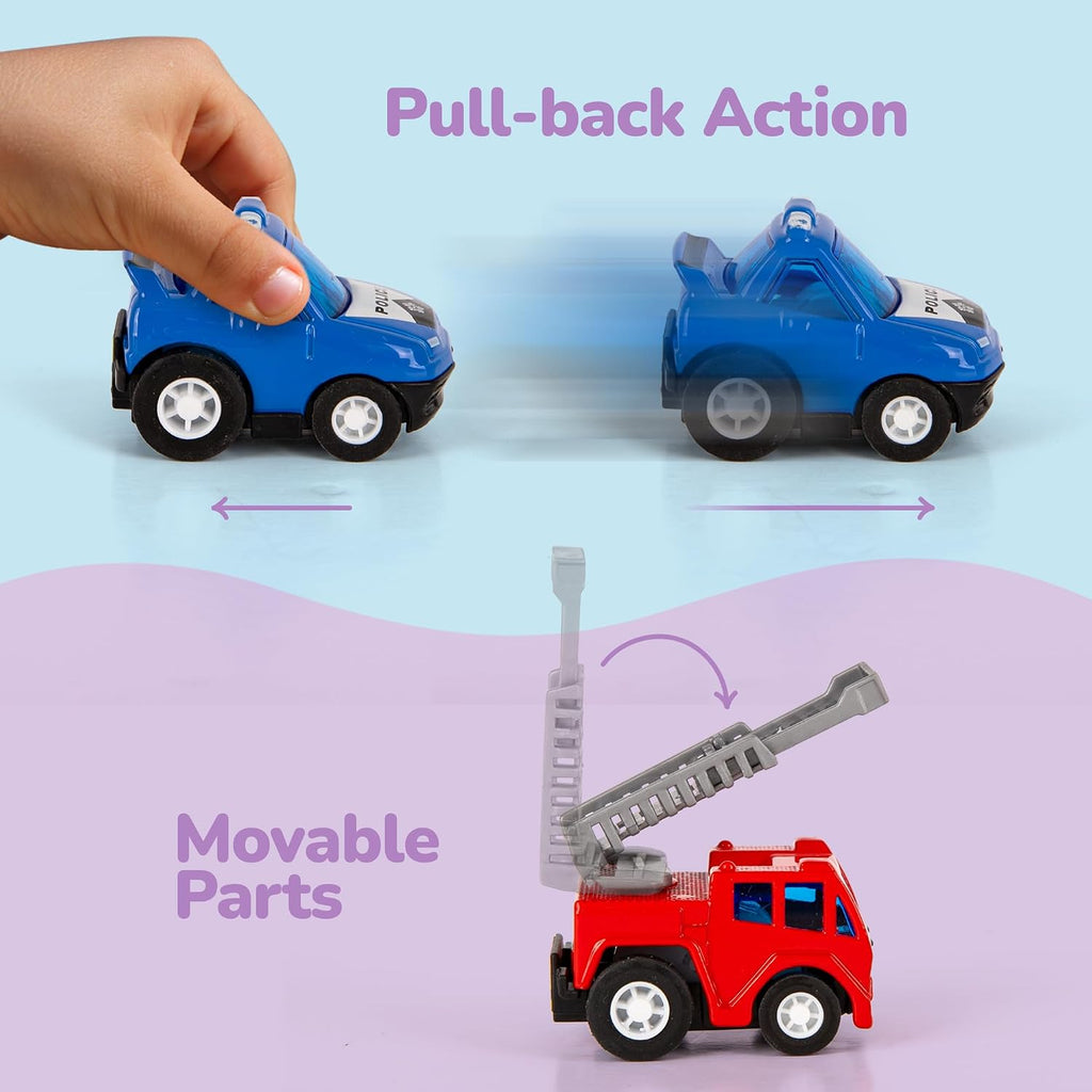 ArtCreativity Pre-Filled Easter Eggs with Diecast Vehicles for Hunt - 12 Emergency & Community Vehicles, Fire Trucks, Ambulances with Pull-Back Function - Easter Basket Stuffers
