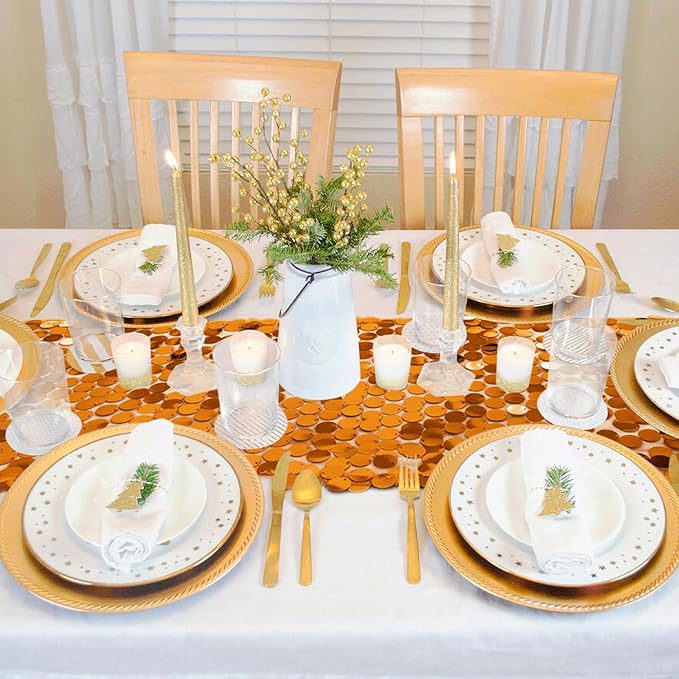 VHH Sequin Table Runner 12 x 108 inches Orange Table Runner, Glitter Runner for Party Wedding Birthday, Party Spring Easter Rustic, Birthday Supplies Decorations (1 Pack).
