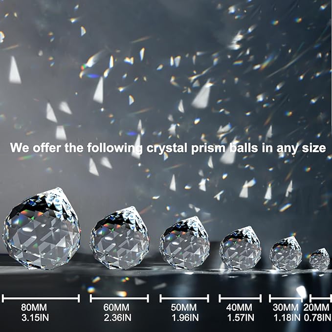 MerryNine 2 Pack Crystal Ball Prism Sun Shine Catcher Rainbow Pendants Maker, Hanging Crystals Prisms for Windows, for Feng Shui, for Gift (Clear) (60mm/2.36")