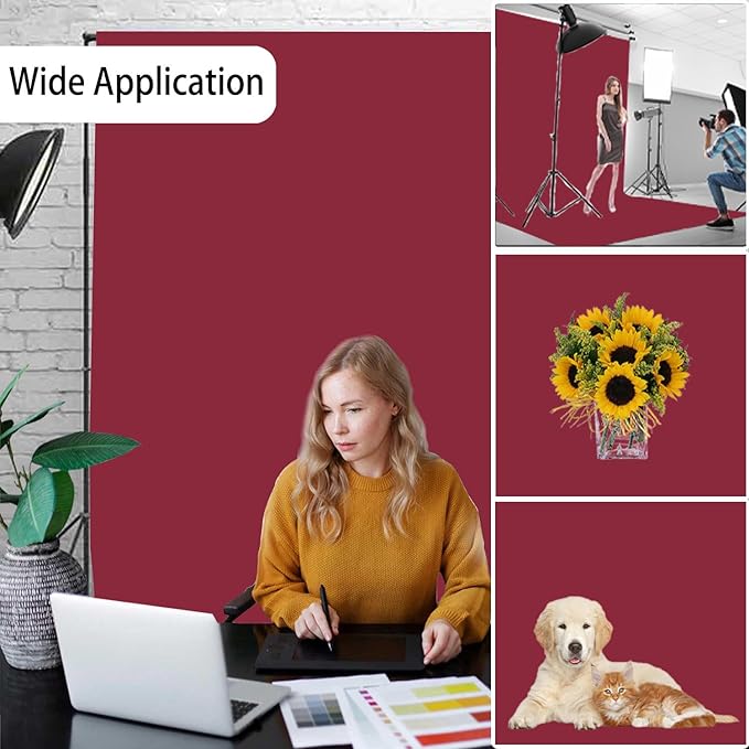 Wine Red Photography Backdrop for Photoshoot, Photo Backdrop Curtain, Perfect Wine Red Backdrops for Party Portrait Photoshoots Video Studio 6FTx9FT