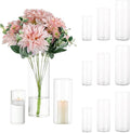 Glasseam Cylinder Vases Set of 12, Hurricane Candle Holder Clear Assorted Sizes, Modern Glass Cylinder Vase, Glass Vases for Centerpieces for Home Decor Wedding Centerpieces, Events, 6''+7.8''+10''