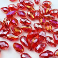 50pcs 10x15mm Teardrop Crystal Glass Beads Vertical Hole Faceted Glass Teardrop Spacer Beads for Bracelets Necklace Earring DIY Jewelry Making Craft(Red AB)