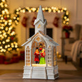 Christmas Snow Globe Lantern Musical Carolers Lighted Water Church, USB Lined/Battery Operated Lighted Lantern for Christmas Festival Decoration Gifts