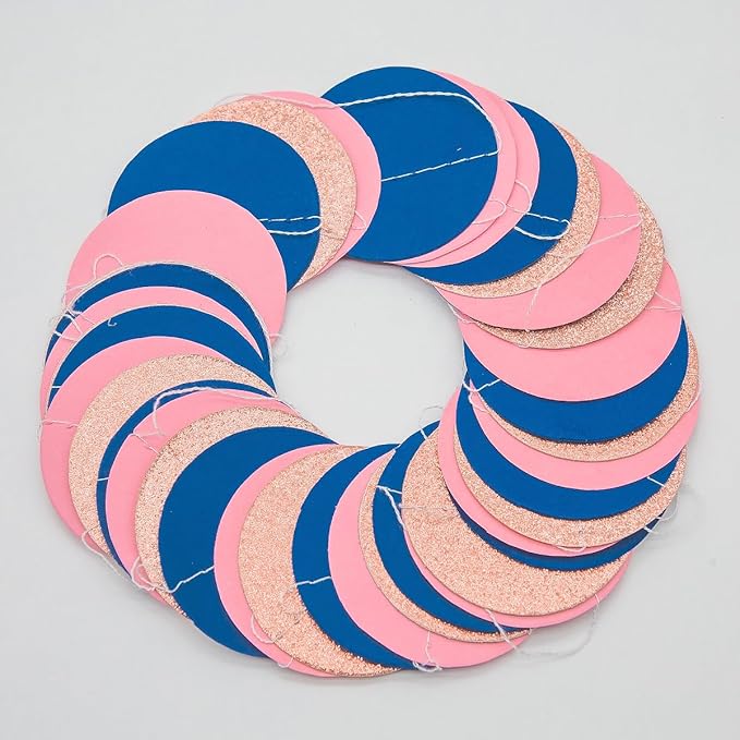 Rose-Gold Navy-Blue Pink Party Decorations – 52ft Paper Garland Gender Reveal Bridal Baby Shower Decoration Birthday Engagement Bachelorette Wedding Hanging Decor HongTongTong