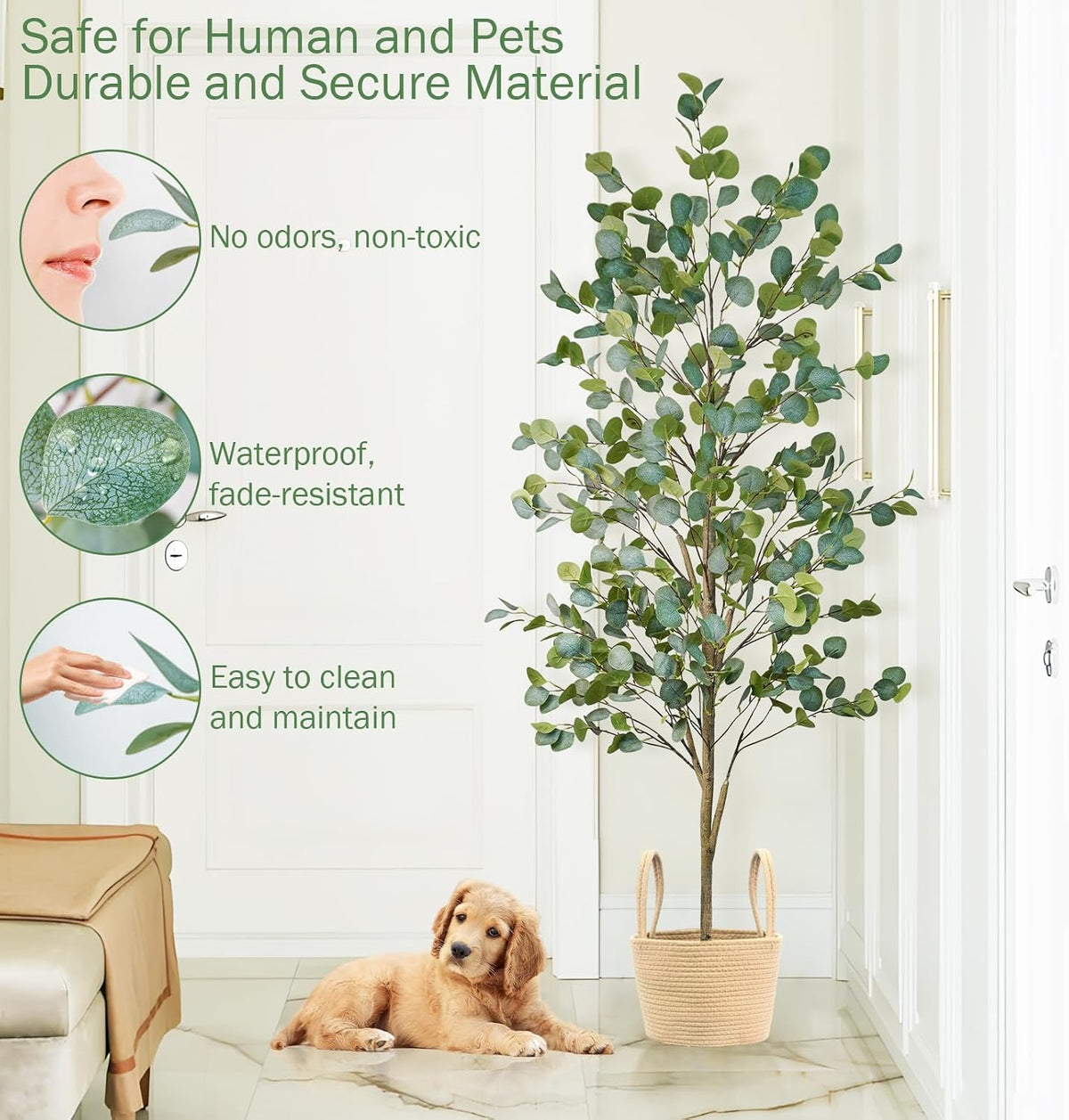Caxchiling Artificial Eucalyptus Tree 6FT, Faux Floor Tree Indoor Outdoor