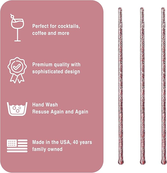 Coffee and Cocktail Stirrers, Reusable Plastic Drink Stirrer Sticks, 100 Ball Head Swizzle Sticks, Use as a Cocktail Garnish or Cake Pop Stick, and Restaurant Supplies, 6 inch (Pink)