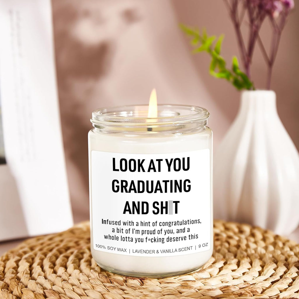 Younift Funny Grad Candle, 2026 Graduation Gifts for Her, Him - College, High School, Masters Degree, Phd, Law School, Nursing & Nurse Graduation Gifts for Women, Men - 9 oz