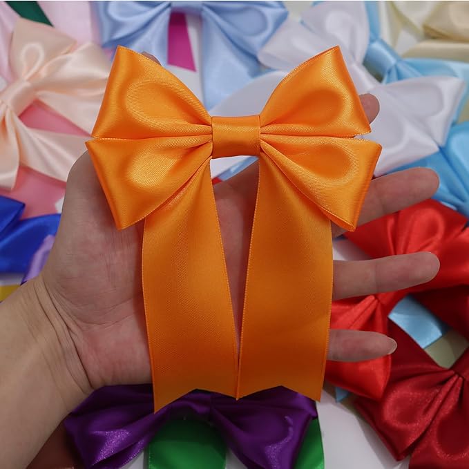 Orange Solid Satin Ribbon 1-1/2 Inch 25 Yards Solid Polyester Fabric Ribbon for Gift Wrapping Wedding Christmas Baby Shower Birthday Party Decoration Handmade Immortal Flower Craft