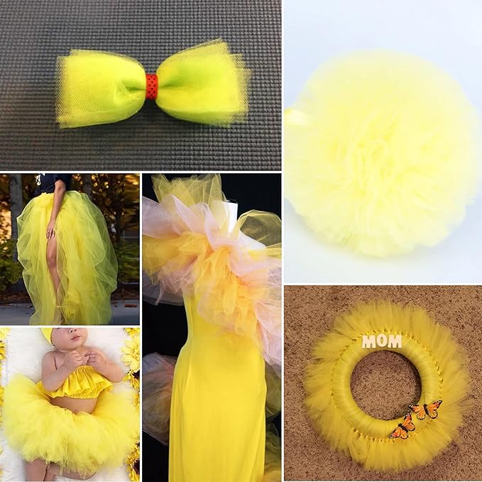 Yellow Tulle Fabric Rolls 6 Inch by 100 Yards (300 feet) Fabric Spool Tulle Ribbon for DIY Yellow Tutu Bow Baby Shower Birthday Party Wedding Halloween Decorations Christmas Craft Supplies