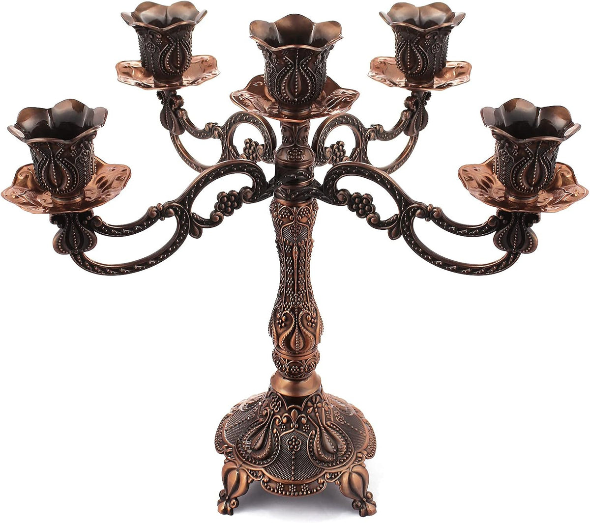 5-Candle Metal Candelabra 10.3 Inch Tall Candlestick Candle Holders for Home ...