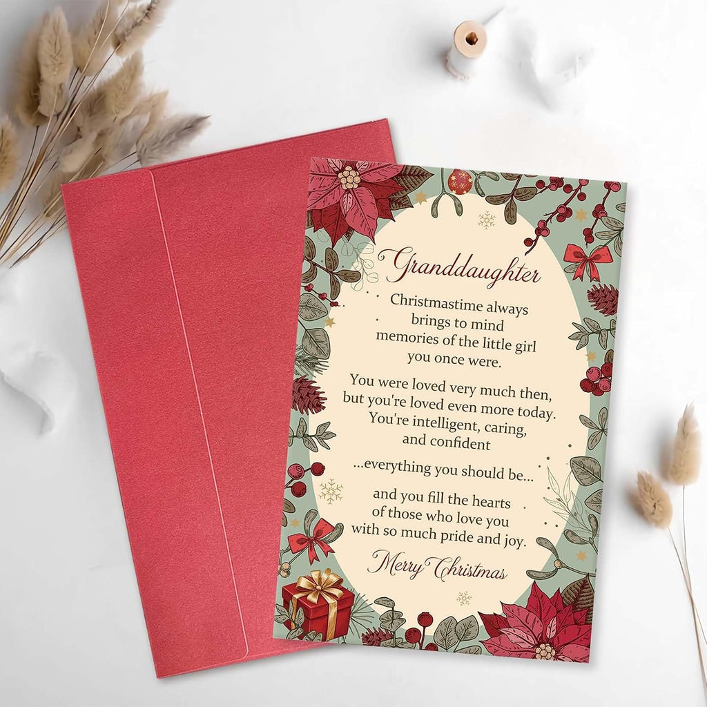 Heartfelt Granddaughter Christmas Card, Poem Christmas Card for Granddaughter, Xmas Gift from Grandma Grandpa