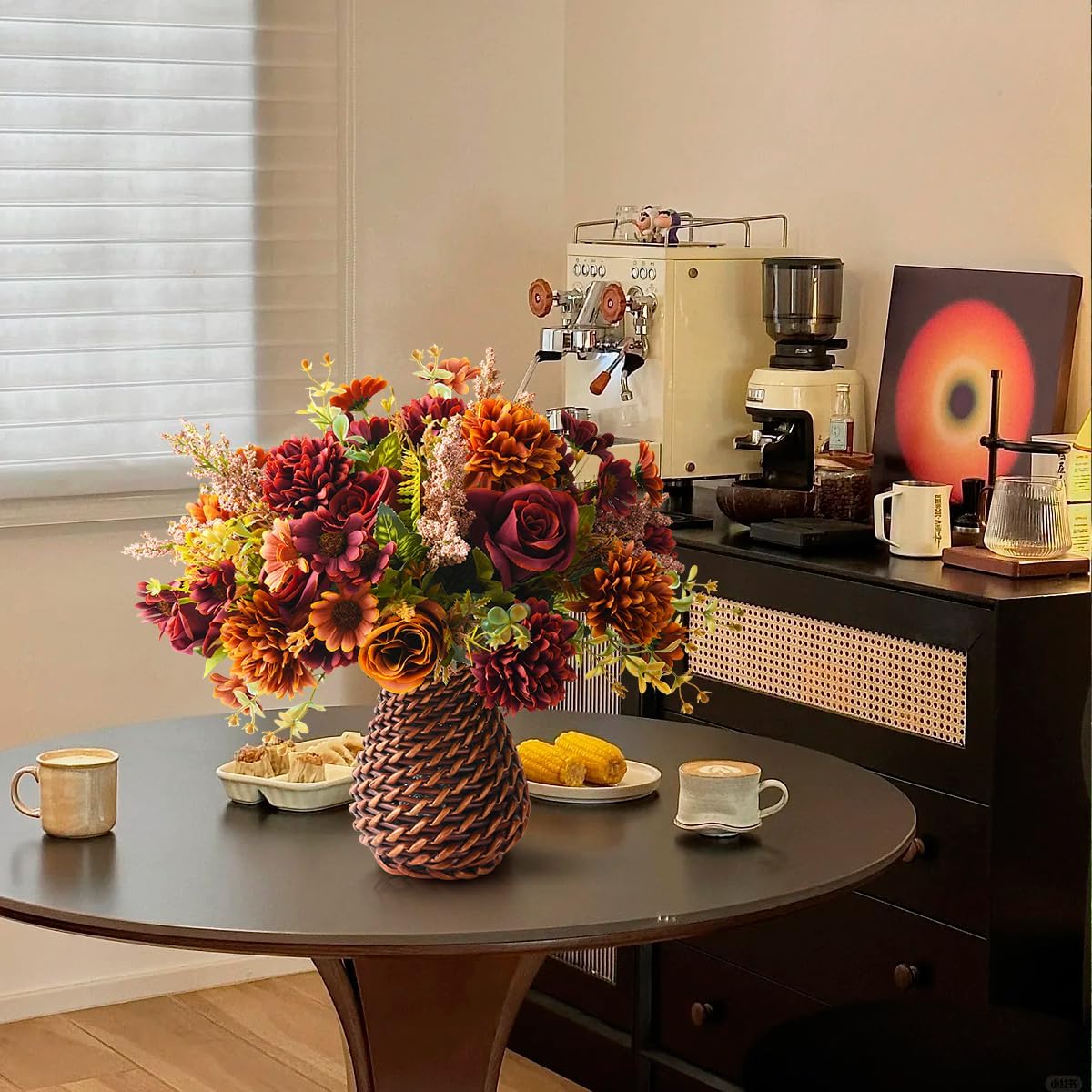 fall artificial faux flowers in vase fake silk, package contents