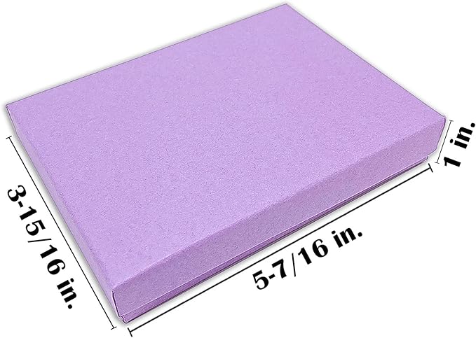 TheDisplayGuys - 25-Pack #53 Kraft Paper Cardboard Gift Boxes/Jewelry Cases w. Cotton Padding & Lid - Purple - (5.4" x 3.9" x 1.0")