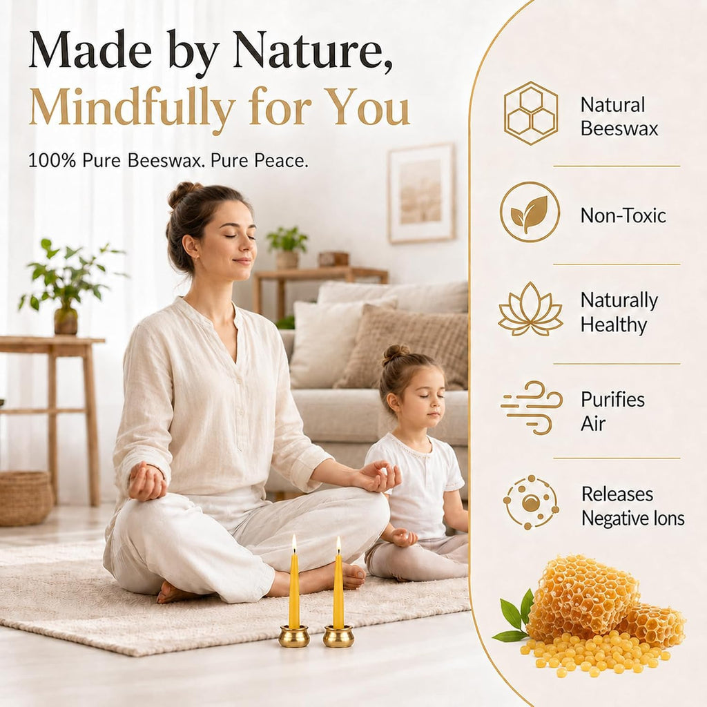 20 Pack Beeswax Meditation Candles, 3.15 Inch 20 Minute Candles with Holder | Dripless Beeswax Candles,Non Toxic Clean Burn Natural Unscented Small Chime Spell Prayer Candles for Birthday Shabbat Ritual