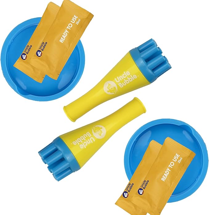 Uncle Bubble Blower for Kids and Toddlers, Set of 2 Mini Bubble Blower Makes Thousands of Bubbles Ease, Plastic Reduction Version