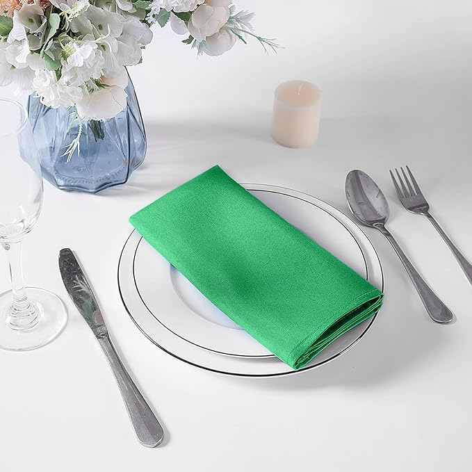 Cloth Napkins 17x17 inch Washable Polyester Dinner Napkins Soft Table Napkins for Wedding Party Dining Banquet(Emerald,50PCS)