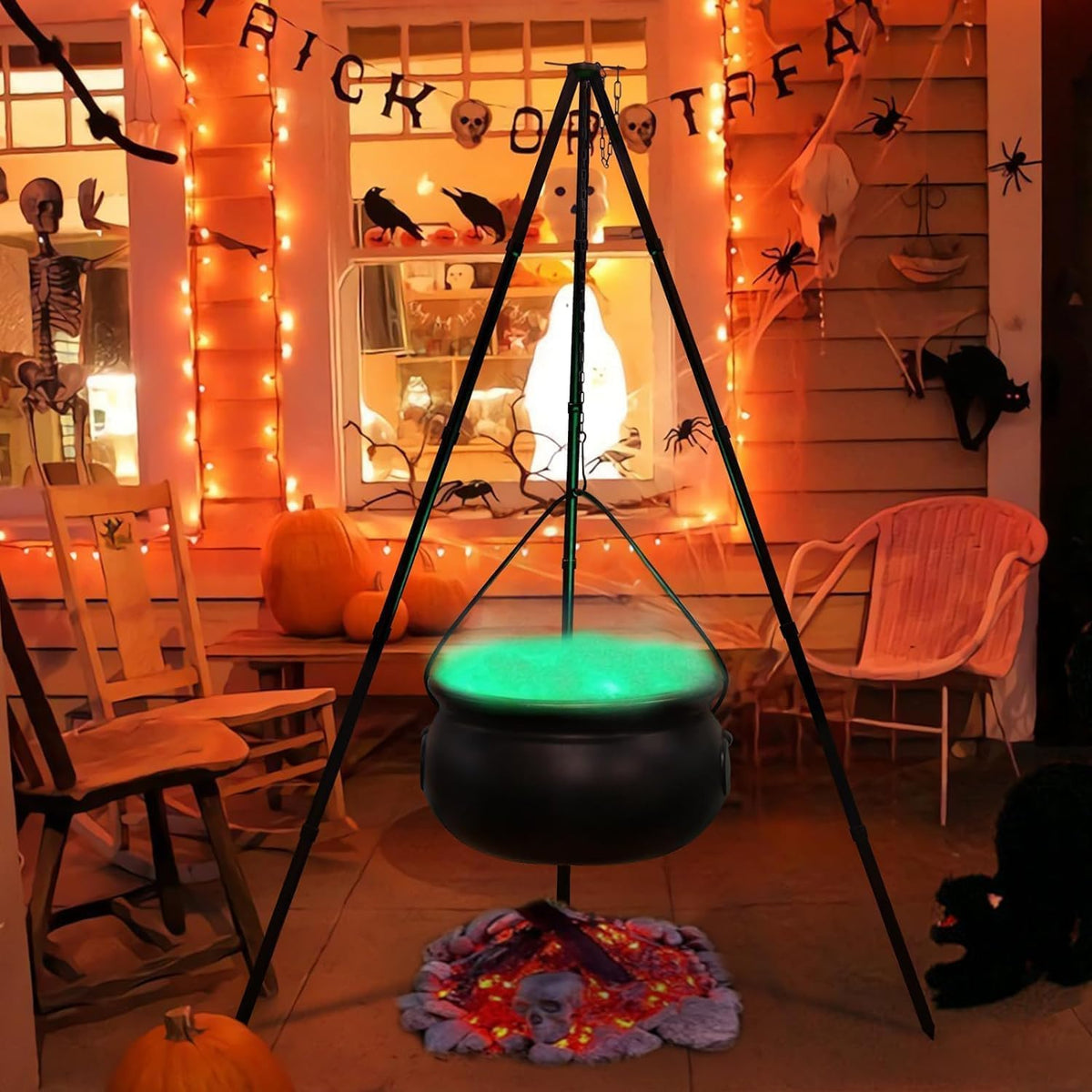 Halloween Decorations Outdoor - Large Witches Cauldron on Tripod with Lights ...