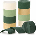 Olive Green Gold Crepe Paper Streamers 8 Rolls Crepe Paper Decorations for Green Boho Wedding, Birthday, Bridal Baby Showere