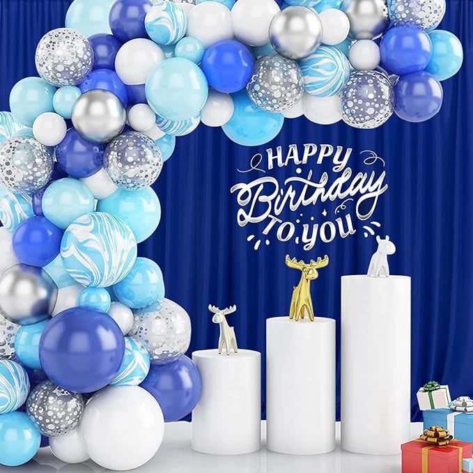 10ft x 8ft Royal Blue Backdrop Curtains for Party Stage Wedding Ceremony Light Filtering Curtains Photography Backdrop for Baby Showers Rod Pocket Home Sliding Door Decoration, 5ft x 8ft, 2 Panels