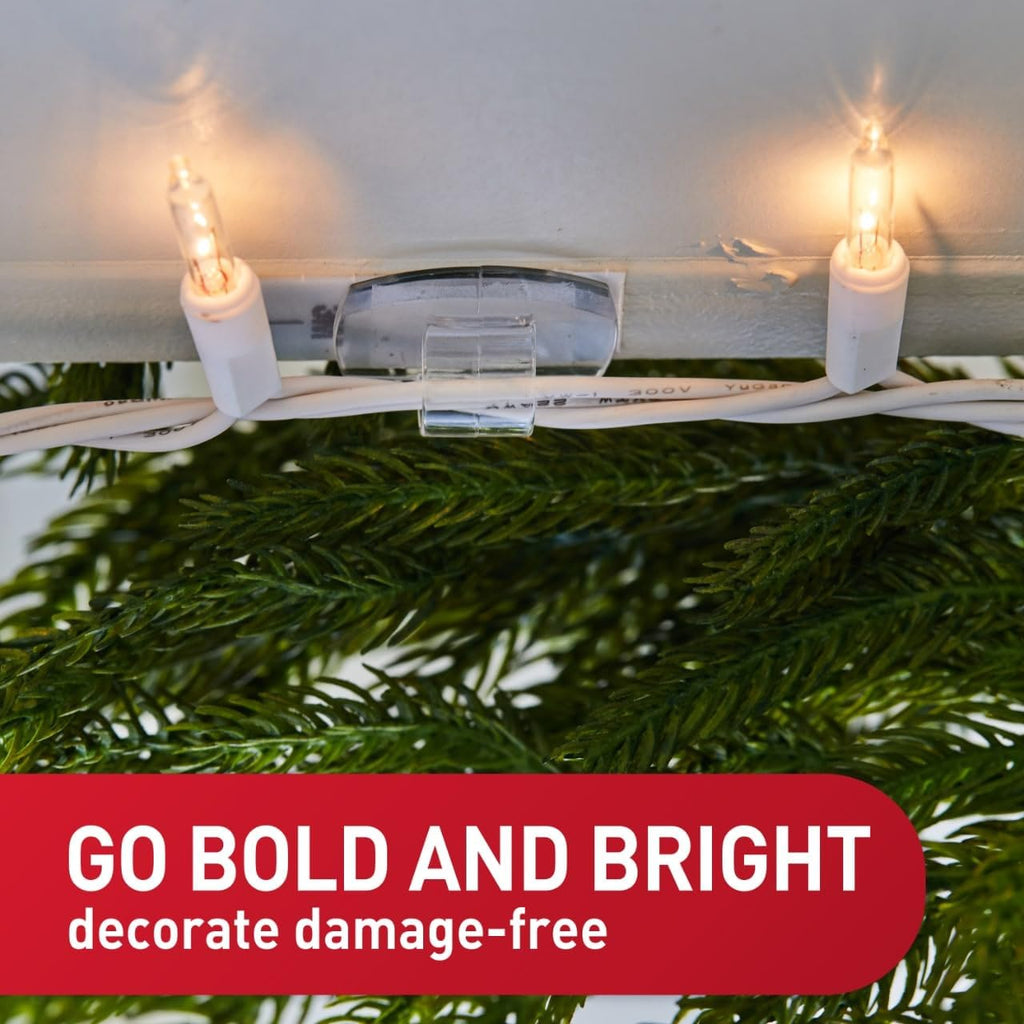 Command Damage Free Hanging Light Clips with Adhesive Strips, No Tools Mini Wall Hooks for Hanging Decorations in Living Spaces, 20 Clips, 24 Strips