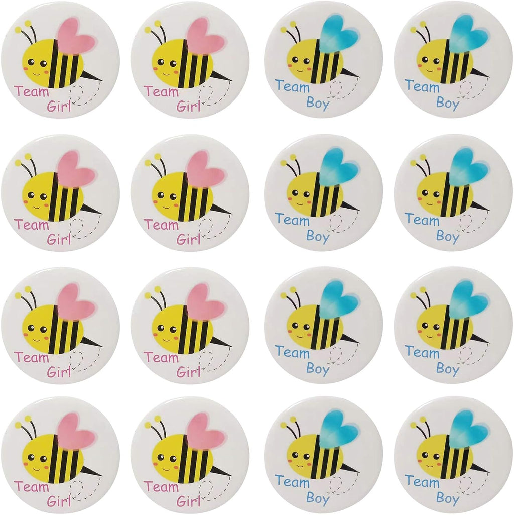 40 Pack Bee Gender Reveal Button Pins, Team Boy Girl Button Pins for Gender Reveal Party Games Baby Shower Party Ideas
