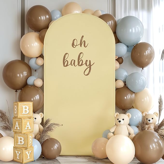 6FT Beige Arch Backdrop Cover - Polyester Fitted Wedding Arch Stand Covers Round Top Chiara Arch Backdrop Cover for Birthday Party Banquet Photo Background Decoration