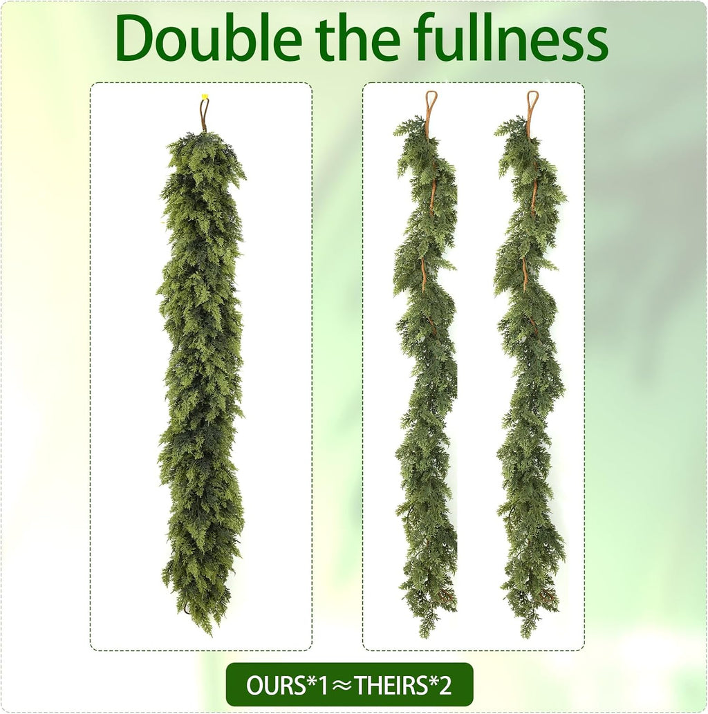 tasruwat deluxe 9 ft artificial christmas cedar garland, view 9
