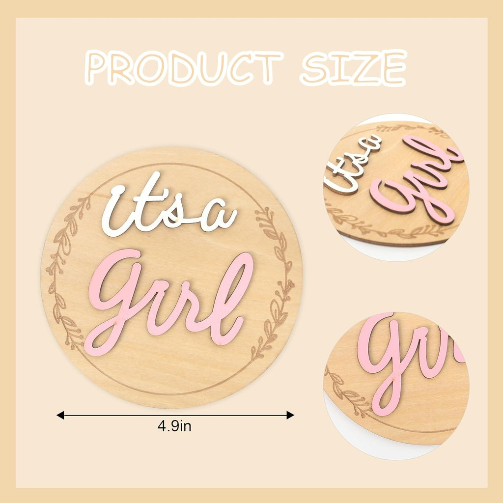 Gender Reveal Wooden Sign - Baby Announcement Plaque - It's A Boy/Girl Photo Prop - Baby Shower Wooden Sign - Pink