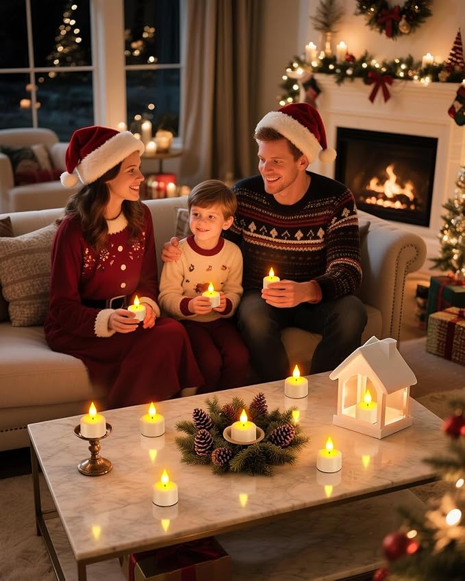 SoulBay Flameless Candles with Remote Control Timer & Charging Base, 12pcs USB Rechargeable Battery LED Tea Lights Candles Small Votive for Lantern Pool Mantle Weddings Emergency Christmas Decorative