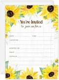Canopy Street Sunflower Fill In Invitations / 25 Single Sided All Occasion Invites With White Envelopes / 5" x 7" Flat Rustic Floral Invite/Made In The USA