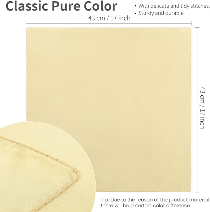 Aneco 16 Pack Square Satin Napkin Bright Silk Table Napkin Soft Smooth Fabric Table Napkin for Wedding Banquet Party Decoration, Champagne, 17 x 17 Inch