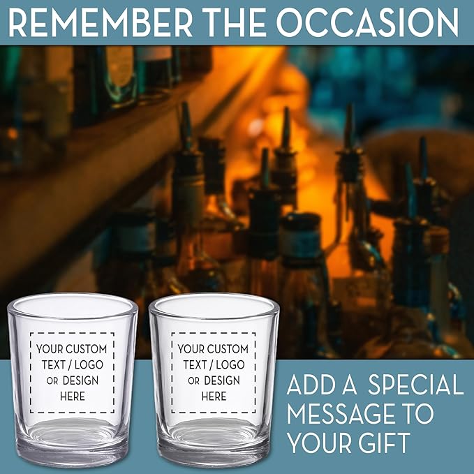 Custom Image Shot Glass 2.5oz, Personalized with Your Logo, Company Design, Picture, Text, Monogram, Customized Photo Printed Unique Gift For Coworkers
