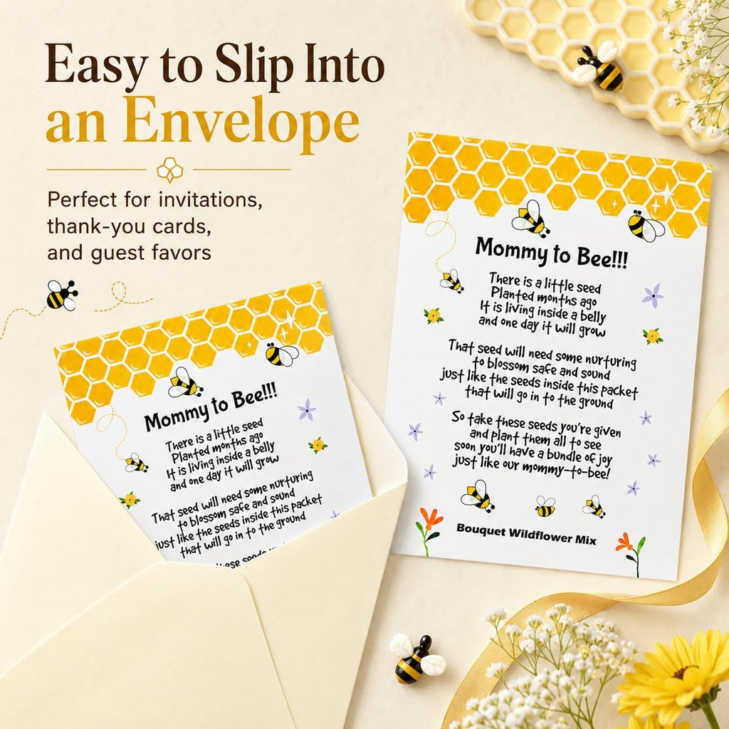 Mommy to Bee Seed Packets | Girl or Boy Baby Shower Favors for Guests | 20 Wildflower Seeds Packets | Pre-Filled | Bouquet Wildflower Mix | Non-GMO Seeds | Gender Neutral | Oh Baby | Gifts