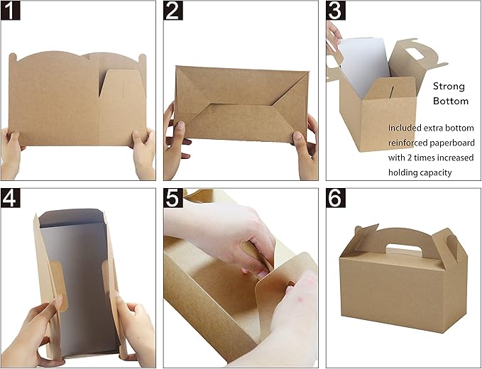 HUAPRINT Brown Treat Boxes Large Bulk,Gable Boxes 30 Pack 9.45x5x5Inches,Party Favor Boxes Goodie Boxes for Birthday Party Baby Shower Wedding Christmas
