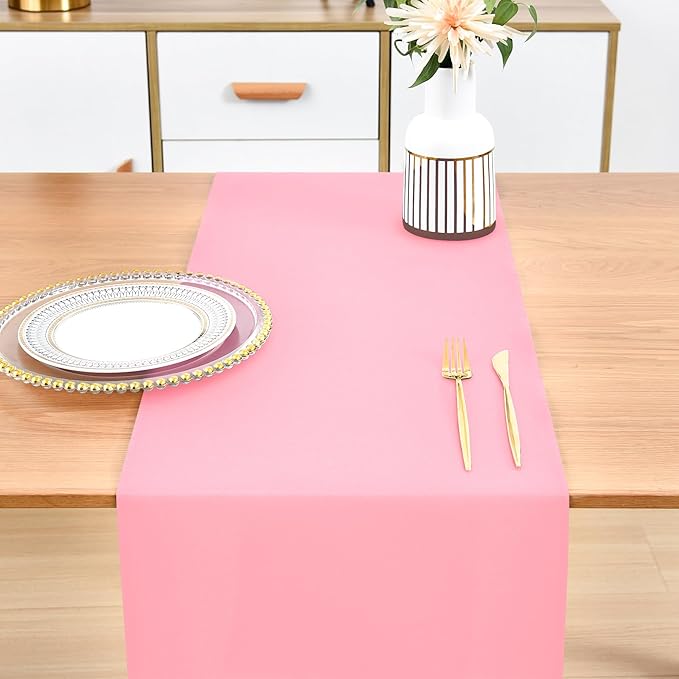 Farmhouse Pink Table Runner Dining Table Runners 90 Inches Long Coffee Table Runner for Dresser Living Room Bedroom Holiday Party Banquet 12X90 Inch