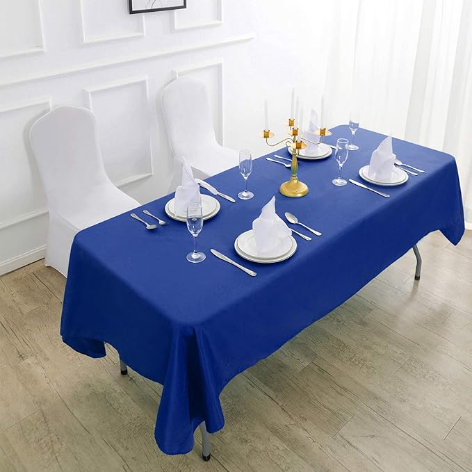Rectangle Tablecloth 90x156 inch Washable Polyester Fabric Table Cloth for Wedding Party Dining Banquet Decoration（90x156, Royal Blue）