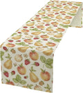 Vintage Spring Summer Fruit Table Runner Watercolor Pear Strawberry Leaves Dinner Runner for Farmhouse Party Holiday Home Kitchen Dining Table Decor 13x90