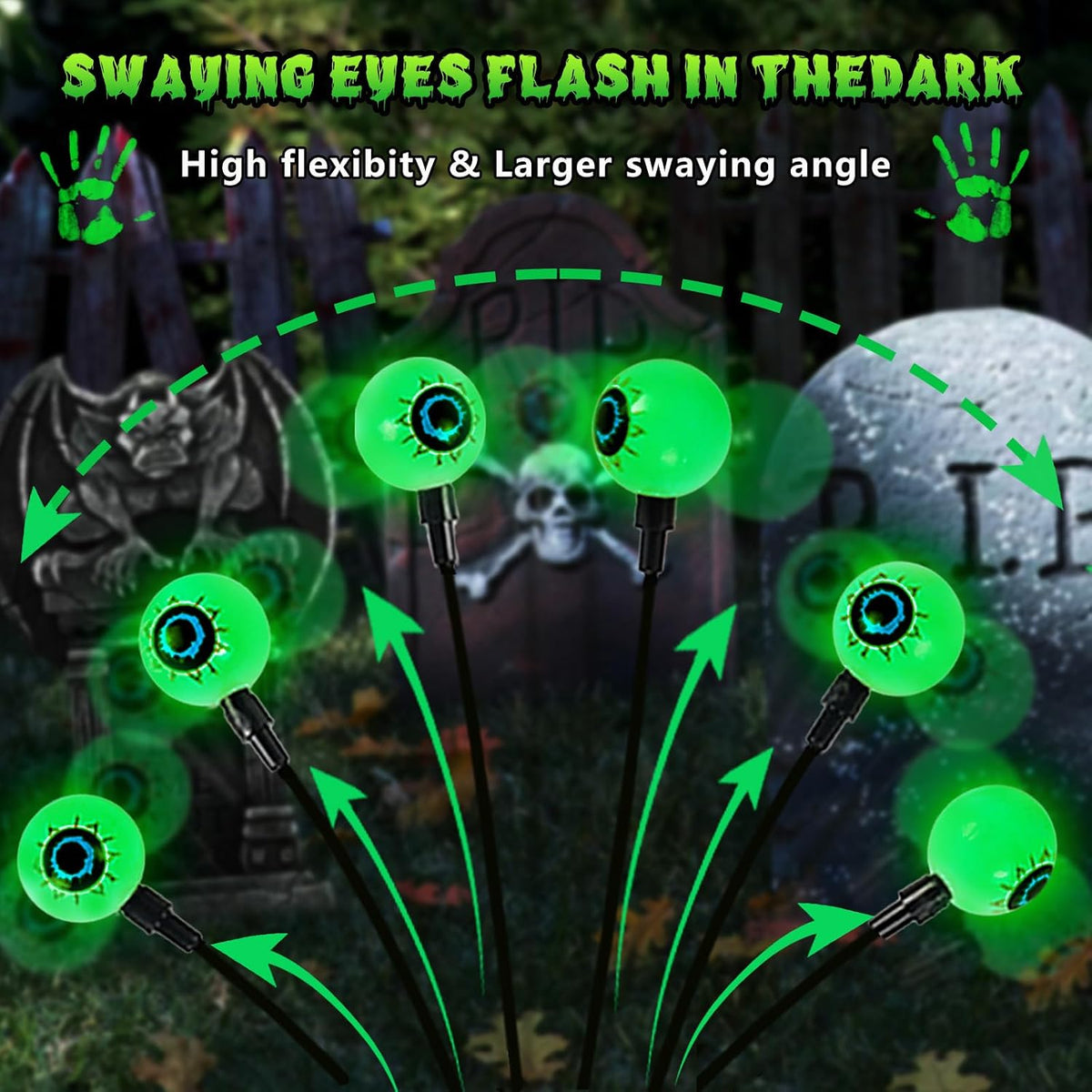 halloween decorations outdoor 36 led green solar eyeball, package contents