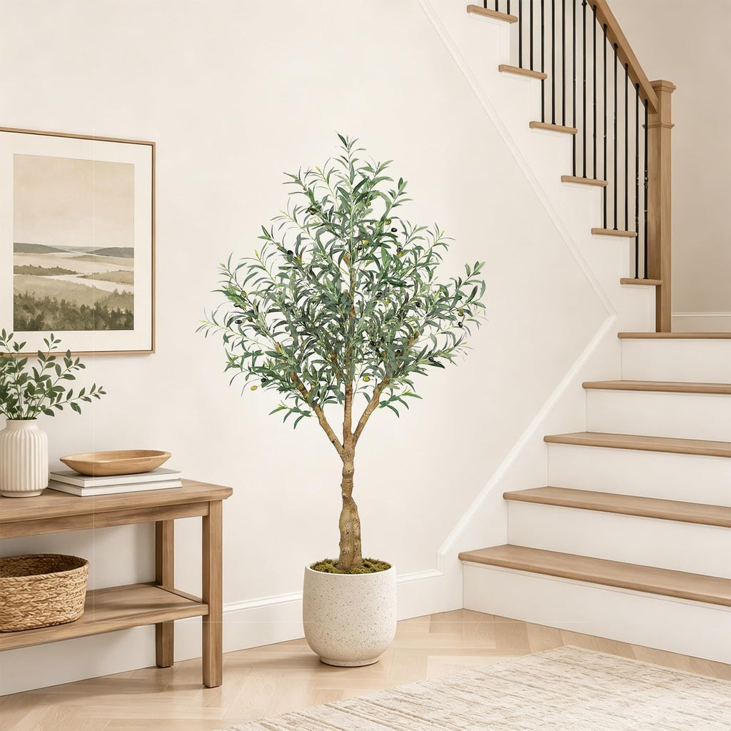 olive trees artificial indoor, 5ft tall faux olive, side view