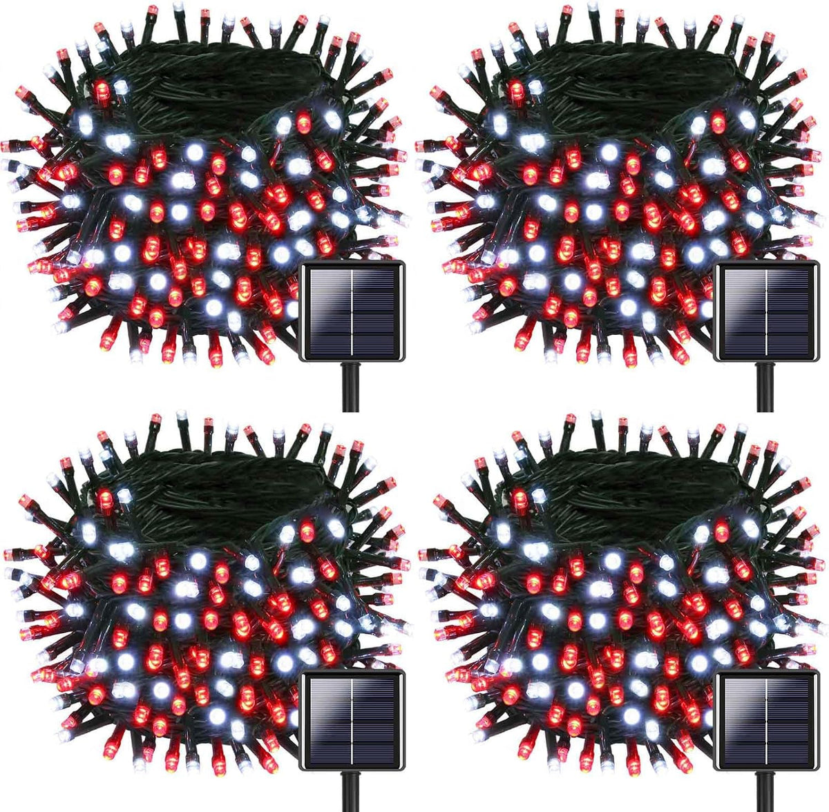 ozs 4 pack 320led solar christmas string lights, main product view