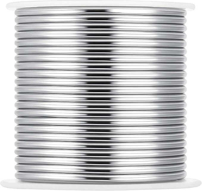 Mandala Crafts 13 Gauge Anodized Aluminum Craft Wire for Jewelry Making - 300 FT Colored Flexible Silver Black Wire - Bendable for Bonsai Armature Crafting Sculpting
