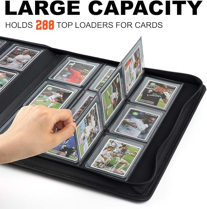 Toploader Binder with 9-Pocket Pages, Holds 288 "3×4" Rigid Toploader Hard Cases, Card Holder for Collectible Cards or Sports Cards, Durable Sleeves for Storage & Display (Blue)