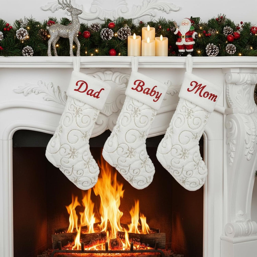 Personalized Christmas Stockings,20" Faux Fur Christmas Stocking with Gold Sequin with Customized Name for Christmas Decoration(1Pack)