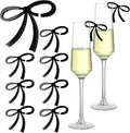 50 Pcs Bows Drink Tags Coquette Bow Wine Glass Charms Acrylic Bowknot Drink Tag for Bachelorette Birthday Wedding Coquette Tasting Party Decor Accessory (Black)
